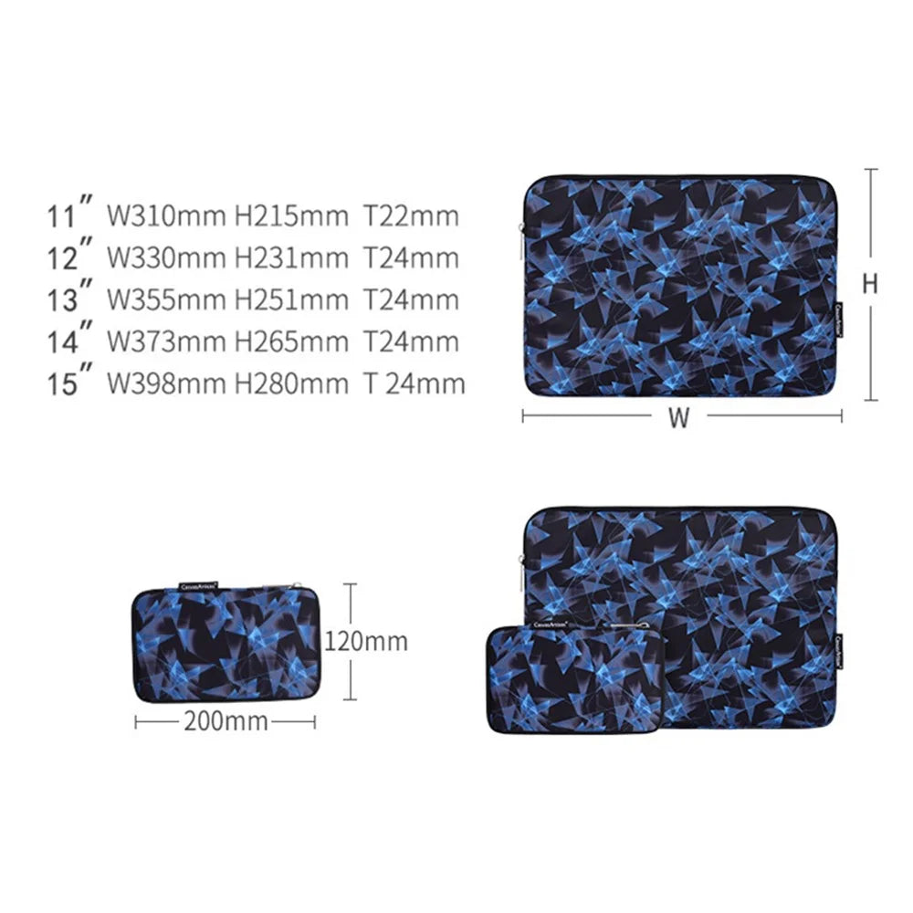 CANVASARTISAN H11-T0121 3D Diamond Pattern PU Leather Shockproof Laptop Sleeve Zipper Notebook Case with Small Bag - Blue/for 11-inch Laptop - 5