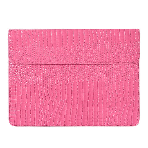 CANVASARTISAN EL32-01 Crocodile Texture PU Leather Anti-scratch Notebook Bag Magnetic Flip Cover Laptop Sleeve - Pink/for 12-inch Laptop - 1