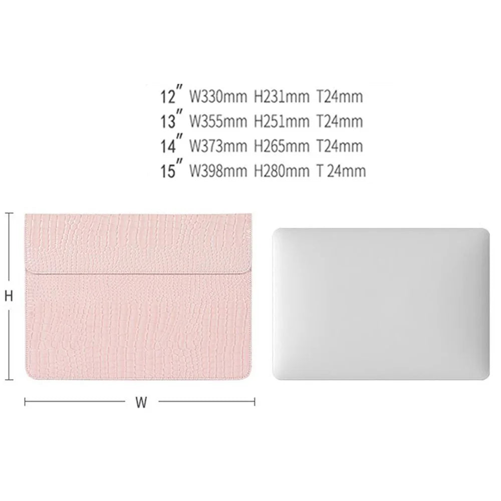 CANVASARTISAN EL32-01 Crocodile Texture PU Leather Anti-scratch Notebook Bag Magnetic Flip Cover Laptop Sleeve - Pink/for 12-inch Laptop - 4
