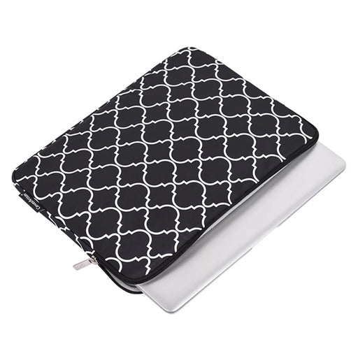 CANVASARTISAN H39-T0121 Rhombus Grid Pattern Laptop Sleeve Screatch-resistant Zipper Notebook Bag with Small Bag - Black/for 11-inch Laptop - 2
