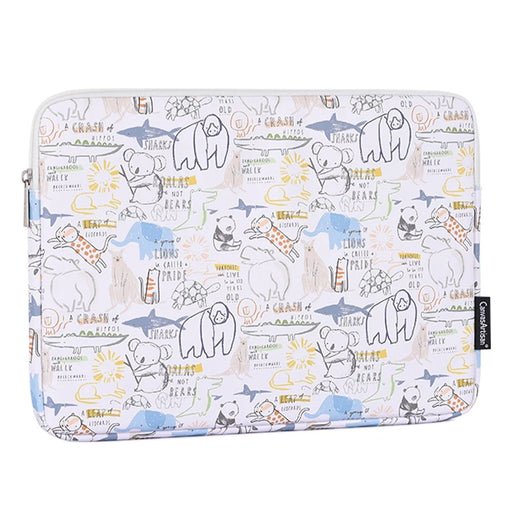 CANVASARTISAN G50-T0121 Cartoon Animals Printing Ultra-thin Laptop Sleeve Notebook Carrying Bag with Small Bag - White/for 11-inch Laptop - 2