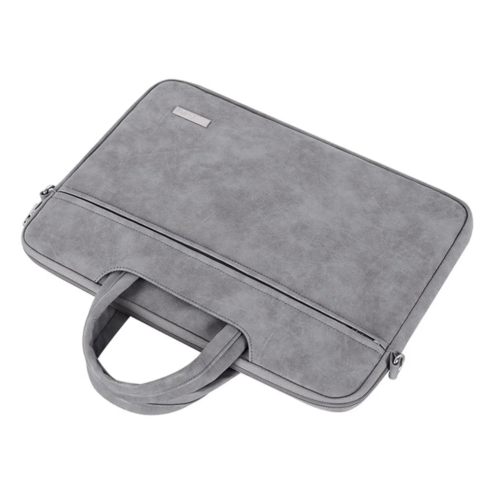 CANVASARTISAN L11-C22 PU Leather Laptop Tote Bag Front Pocket Soft Liner Notebook Handbag with Shoulder Strap - Grey/for 13-inch Laptop - 2