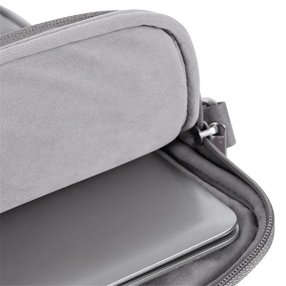 CANVASARTISAN L11-C22 PU Leather Laptop Tote Bag Front Pocket Soft Liner Notebook Handbag with Shoulder Strap - Grey/for 13-inch Laptop - 5