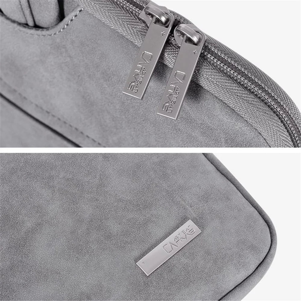 CANVASARTISAN L11-C22 PU Leather Laptop Tote Bag Front Pocket Soft Liner Notebook Handbag with Shoulder Strap - Grey/for 13-inch Laptop - 6
