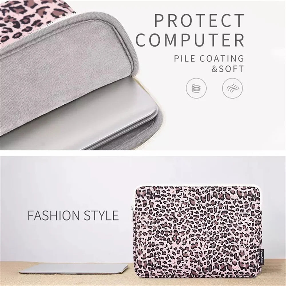 CANVASARTISAN H31-51 Leopard Printing Shockproof Notebook Sleeve Carrying Case Laptop Soft Liner Bag - Yellow/for 11-inch Laptop - 5