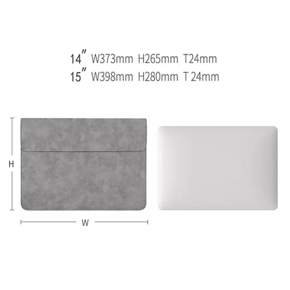 CANVASARTISAN EL11-01 Fashion Ultra-thin Laptop Sleeve Magnetic Lid PU Leather Envelope Notebook Carrying Bag - 15-inch - 6