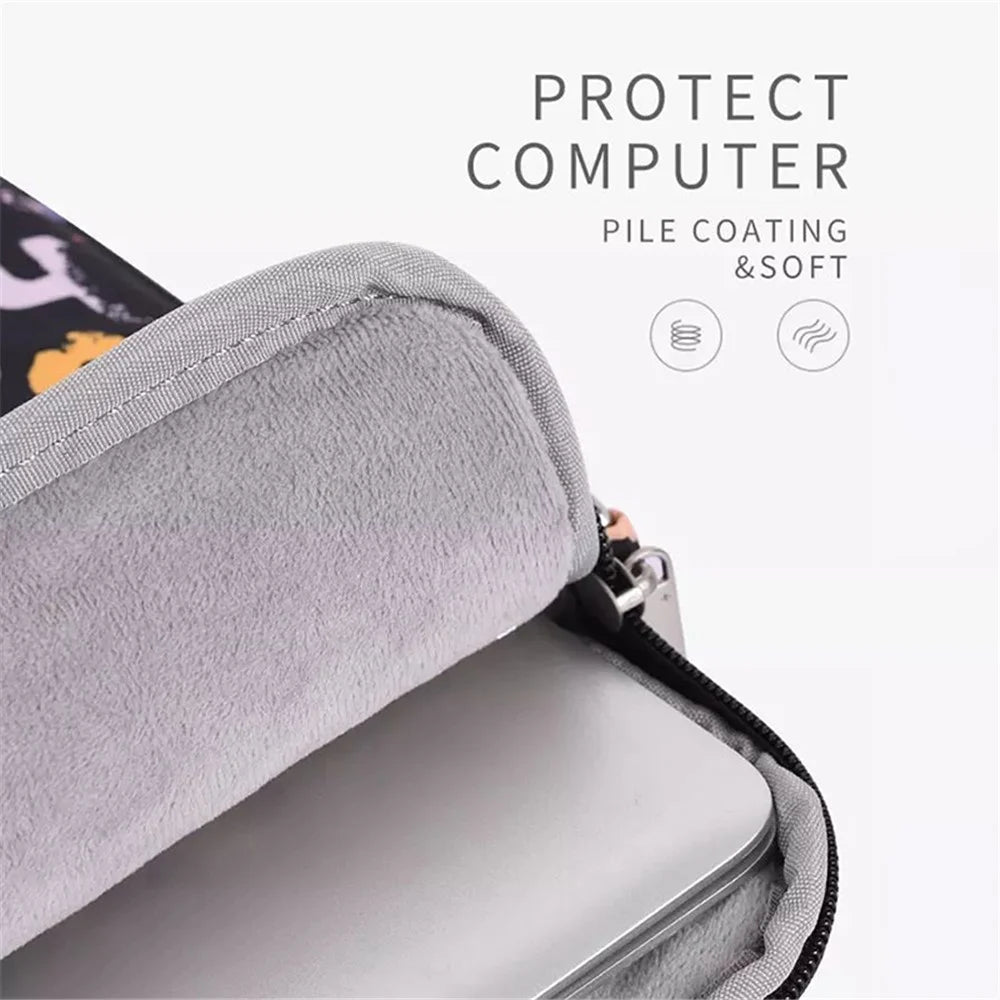 CANVASARTISAN H18-A01 Multicolor Letters Printing Laptop Bag Case Soft Liner Zipper Notebook Handbag with Shoulder Strap - Black/for 13-inch Laptop - 6