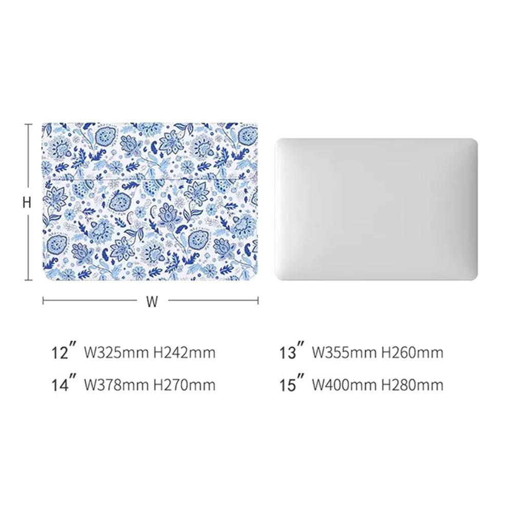 CANVASARTISAN E54-01 Magnetic Closure PU Leather Laptop Sleeve Flower Pattern Notebook Carrying Bag - White/for 12-inch Laptop - 5