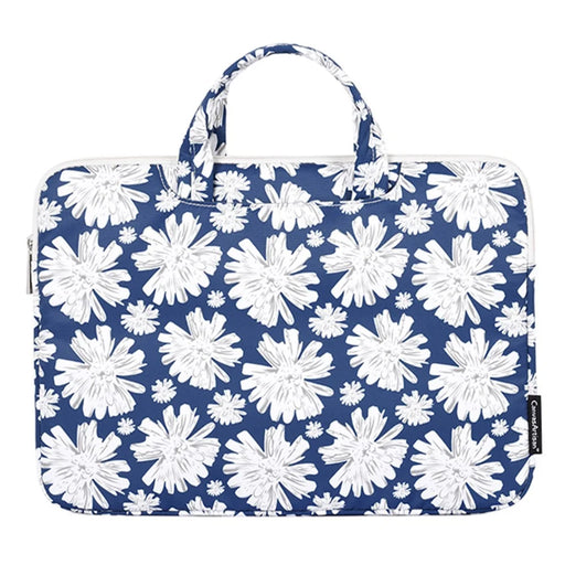 CANVASARTISAN H34-B01 Chrysanthemum Pattern Laptop Handbag Polyester Zipper Notebook Carrying Bag with Handle Design - Blue/for 13-inch Laptop - 2