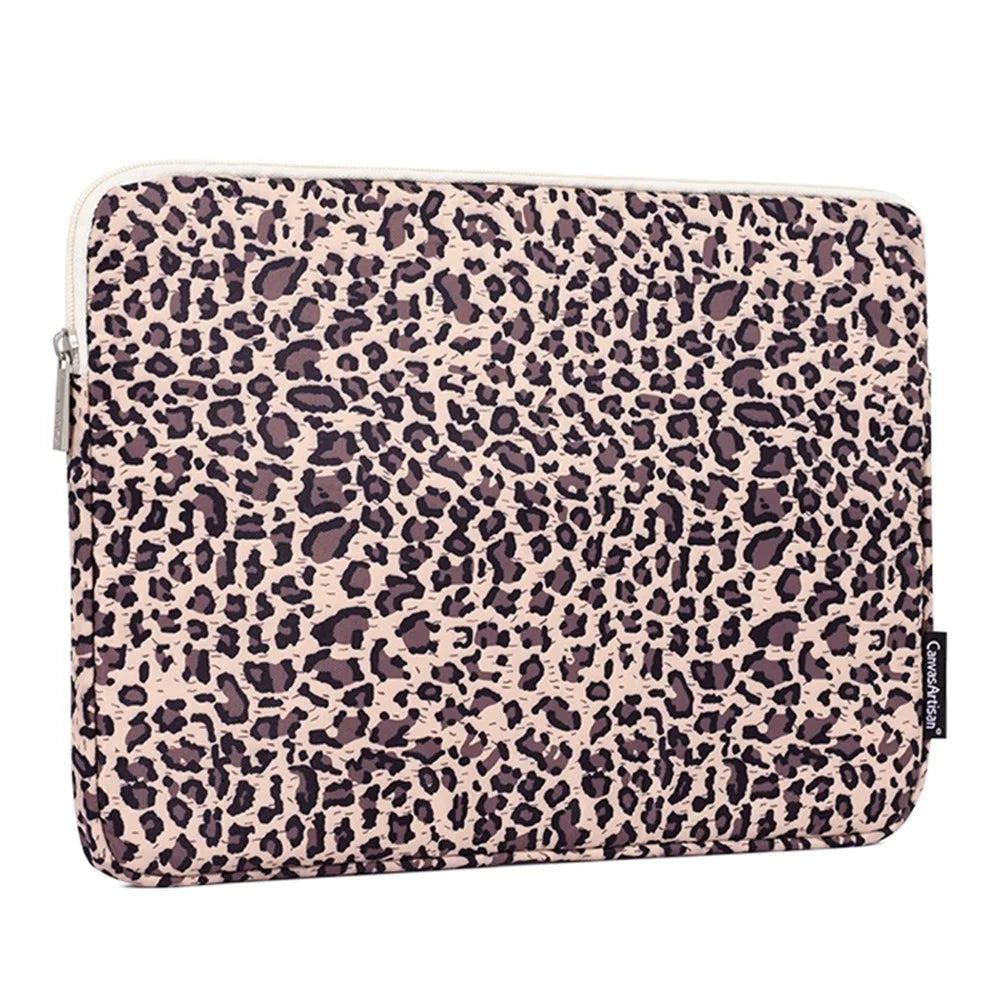 CANVASARTISAN H31-T0121 Leopard Pattern Laptop Sleeve Ultra-thin Computer Bag Pouch with Small Bag - Yellow/for 11-inch Laptop - 2