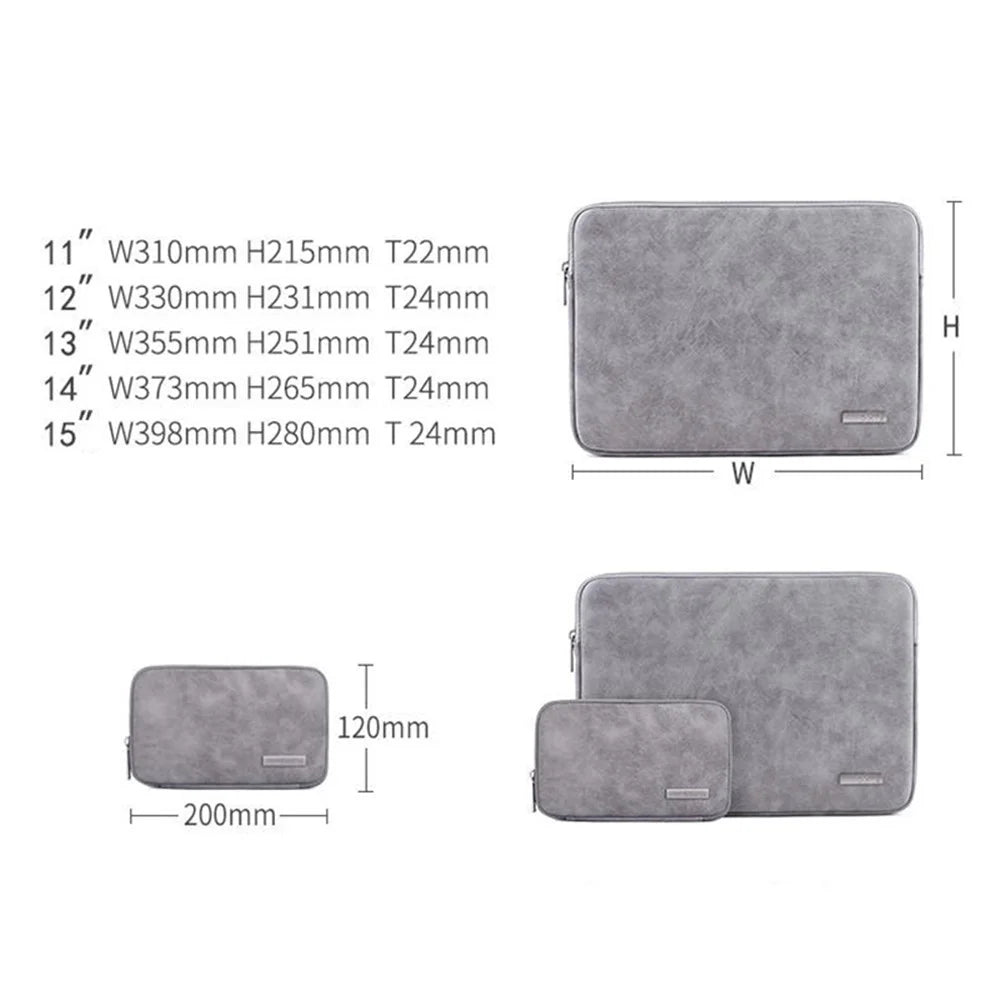 CANVASARTISAN L11-T0321 Solid Color PU Leather Notebook Case Shockproof Protective Sleeve Bag with Small Bag - Grey/for 11-inch Laptop - 4
