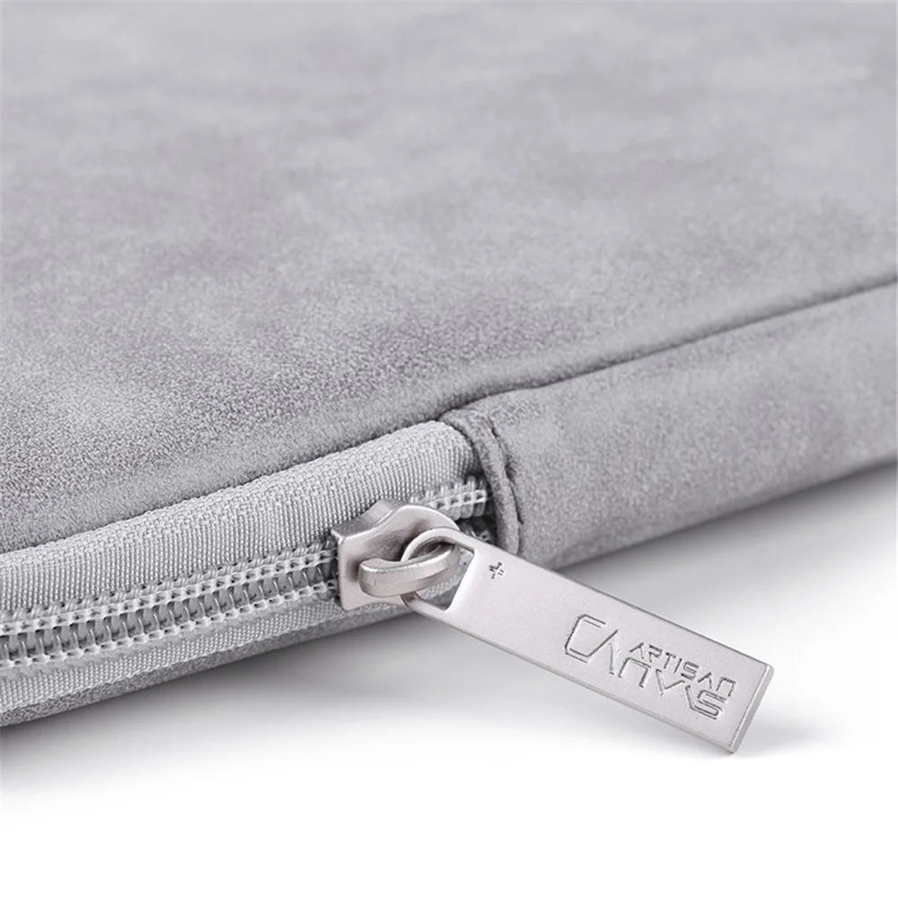 CANVASARTISAN L11-T0321 Solid Color PU Leather Notebook Case Shockproof Protective Sleeve Bag with Small Bag - Grey/for 11-inch Laptop - 7