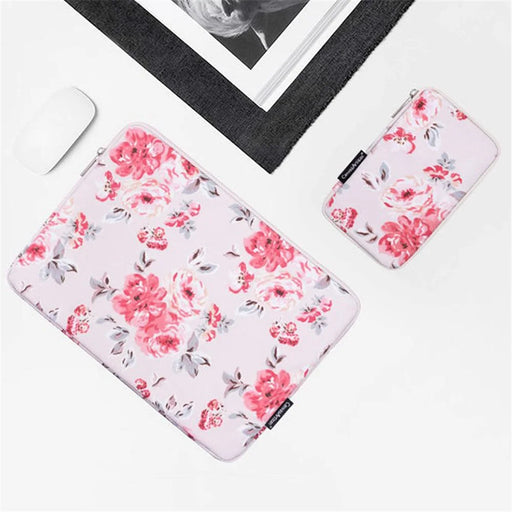 CANVASARTISAN H10-T0121 Notebook PC Carrying Case Watercolor Flower Pattern Protective Laptop Sleeve with Small Bag - White/for 11-inch Laptop - 2