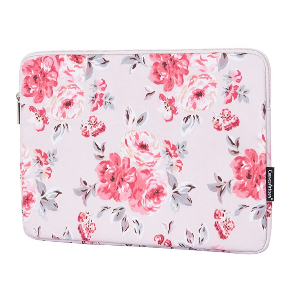 CANVASARTISAN H10-T0121 Notebook PC Carrying Case Watercolor Flower Pattern Protective Laptop Sleeve with Small Bag - White/for 11-inch Laptop - 3