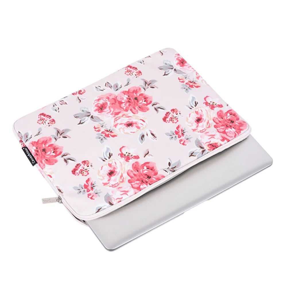 CANVASARTISAN H10-T0121 Notebook PC Carrying Case Watercolor Flower Pattern Protective Laptop Sleeve with Small Bag - White/for 11-inch Laptop - 4