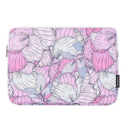 CANVASARTISAN G56-01 PU Leather Laptop Sleeve Carrying Case Notebook Bag with Flower Pattern - Pink/for 11-inch Laptop - 1