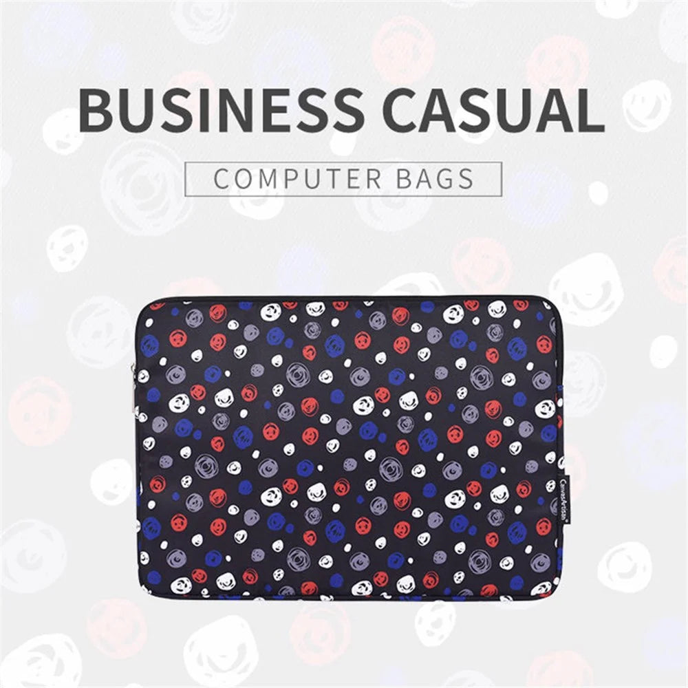 CANVASARTISAN H13-01 Dots Printing Laptop Bag Protective Sleeve Zipper Notebook Case - Black/for 11-inch Laptop - 2
