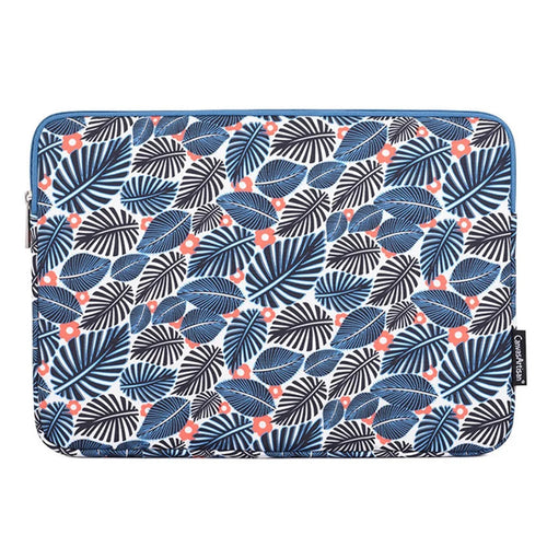 CANVASARTISAN H37-01 Polyester Notebook Bag Case Leaves Pattern Soft Liner Scratch-proof Laptop Sleeve - Blue/for 11-inch Laptop - 1