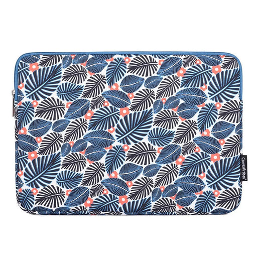 CANVASARTISAN H37-01 Polyester Notebook Bag Case Leaves Pattern Soft Liner Scratch-proof Laptop Sleeve - Blue/for 11-inch Laptop - 1