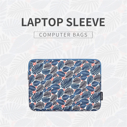 CANVASARTISAN H37-01 Polyester Notebook Bag Case Leaves Pattern Soft Liner Scratch-proof Laptop Sleeve - Blue/for 11-inch Laptop - 2