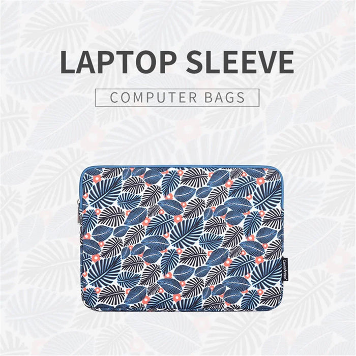 CANVASARTISAN H37-01 Polyester Notebook Bag Case Leaves Pattern Soft Liner Scratch-proof Laptop Sleeve - Blue/for 11-inch Laptop - 2