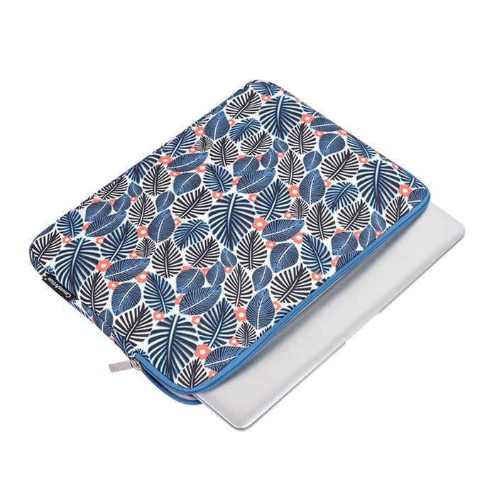 CANVASARTISAN H37-01 Polyester Notebook Bag Case Leaves Pattern Soft Liner Scratch-proof Laptop Sleeve - Blue/for 11-inch Laptop - 3