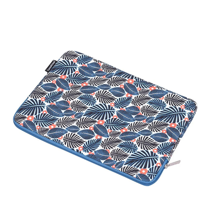 CANVASARTISAN H37-01 Polyester Notebook Bag Case Leaves Pattern Soft Liner Scratch-proof Laptop Sleeve - Blue/for 11-inch Laptop - 4