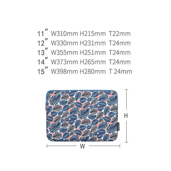CANVASARTISAN H37-01 Polyester Notebook Bag Case Leaves Pattern Soft Liner Scratch-proof Laptop Sleeve - Blue/for 11-inch Laptop - 5