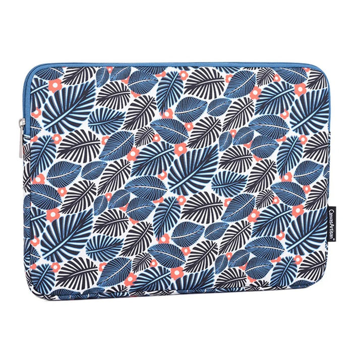 CANVASARTISAN H37-01 Polyester Notebook Bag Case Leaves Pattern Soft Liner Scratch-proof Laptop Sleeve - Blue/for 11-inch Laptop - 6