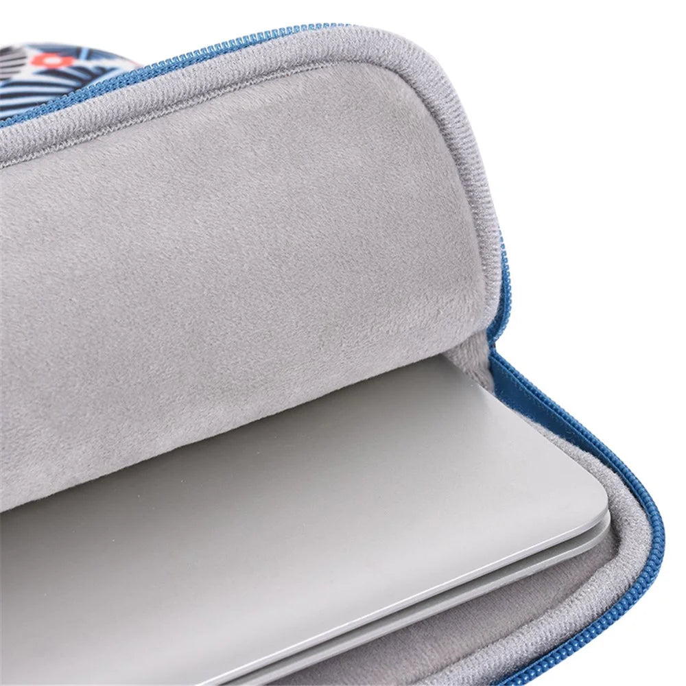 CANVASARTISAN H37-01 Polyester Notebook Bag Case Leaves Pattern Soft Liner Scratch-proof Laptop Sleeve - Blue/for 11-inch Laptop - 7