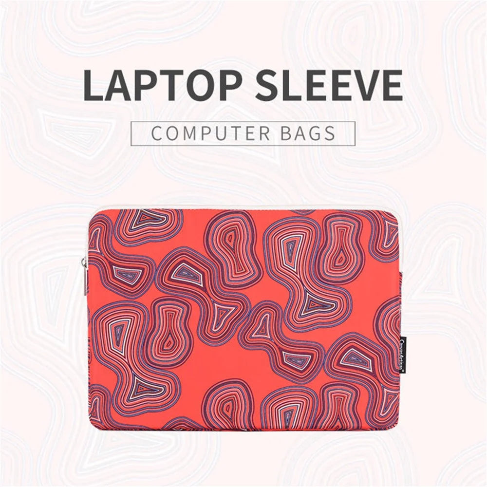 CANVASARTISAN H23-01 Geometric Pattern Shockproof Laptop Sleeve Notebook Carrying Case - Red/for 11-inch Laptop - 2