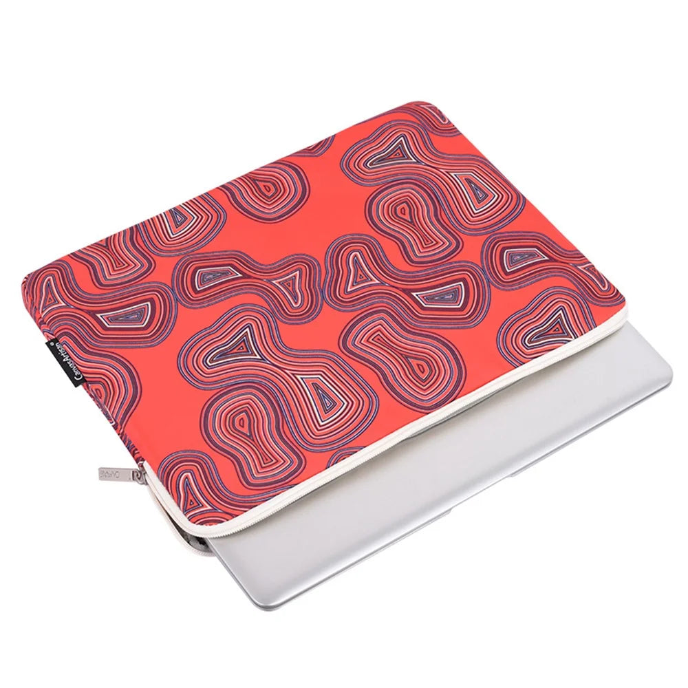 CANVASARTISAN H23-01 Geometric Pattern Shockproof Laptop Sleeve Notebook Carrying Case - Red/for 11-inch Laptop - 3