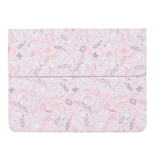 CANVASARTISAN E4-01 Flower Leaf Pattern PU Leather Laptop Sleeve Notebook Shockproof Case Carrying Bag - Pink/for 12-inch Laptop - 1