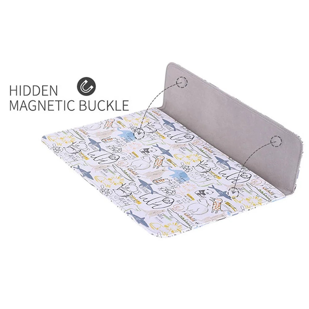 CANVASARTISAN E50-01 Cartoon Animal Pattern PU Leather Magnetic Flip Cover Laptop Sleeve Notebook Case Bag - White/for 12-inch Laptop - 3