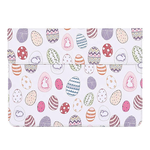 CANVASARTISAN E52-01 PU Leather Laptop Sleeve Cartoon Animal Pattern Notebook Carrying Bag with Hidden Magnetic Buckle - White/for 12-inch Laptop - 1