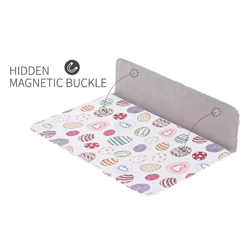 CANVASARTISAN E52-01 PU Leather Laptop Sleeve Cartoon Animal Pattern Notebook Carrying Bag with Hidden Magnetic Buckle - White/for 12-inch Laptop - 3