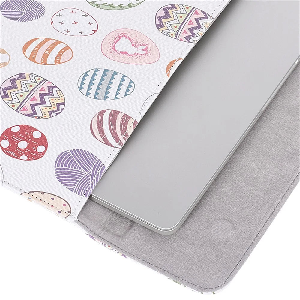 CANVASARTISAN E52-01 PU Leather Laptop Sleeve Cartoon Animal Pattern Notebook Carrying Bag with Hidden Magnetic Buckle - White/for 12-inch Laptop - 7