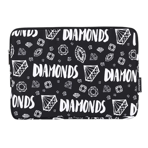 CANVASARTISAN H15-01 Diamond Pattern Letter Design PC Laptop Sleeve Carrying Bag - Black/for 11-inch Laptop - 1