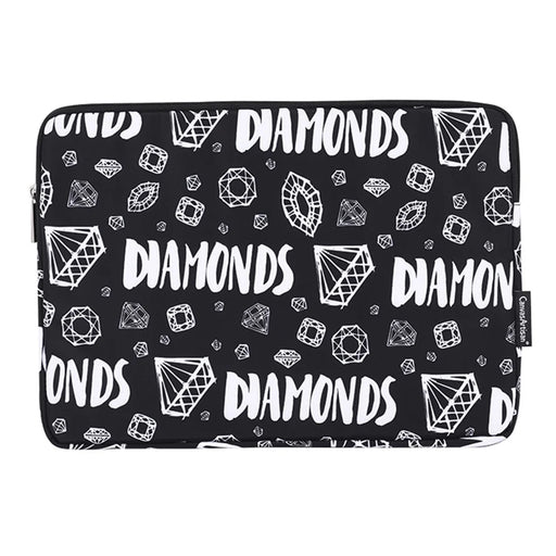 CANVASARTISAN H15-01 Diamond Pattern Letter Design PC Laptop Sleeve Carrying Bag - Black/for 11-inch Laptop - 1