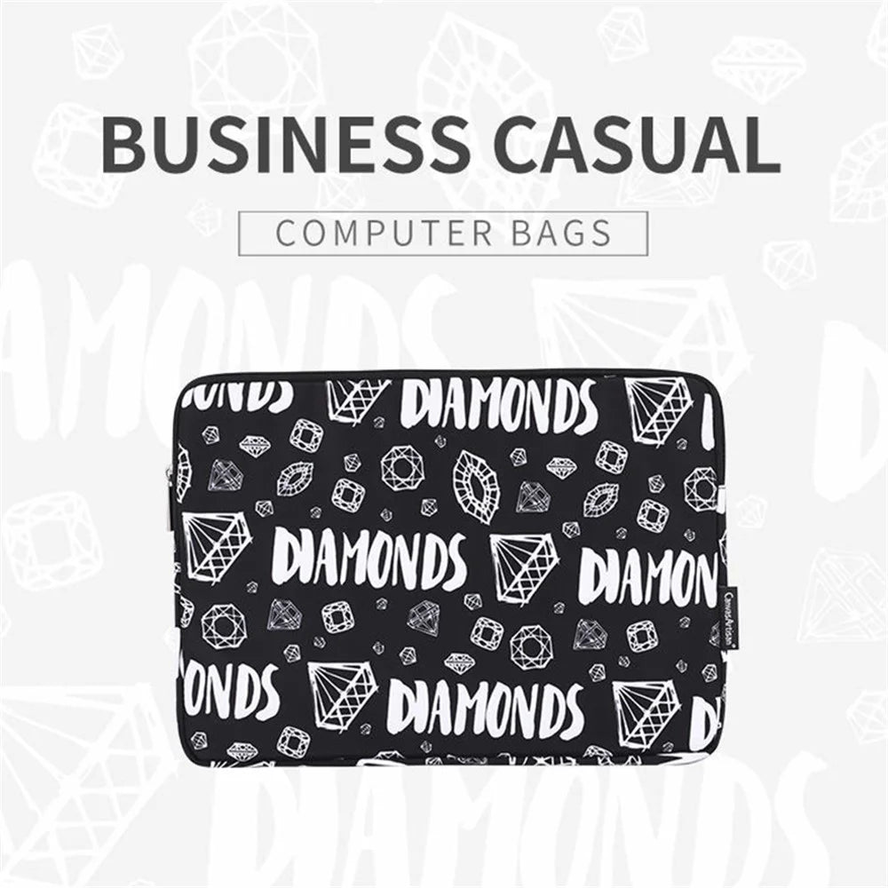 CANVASARTISAN H15-01 Diamond Pattern Letter Design PC Laptop Sleeve Carrying Bag - Black/for 11-inch Laptop - 2