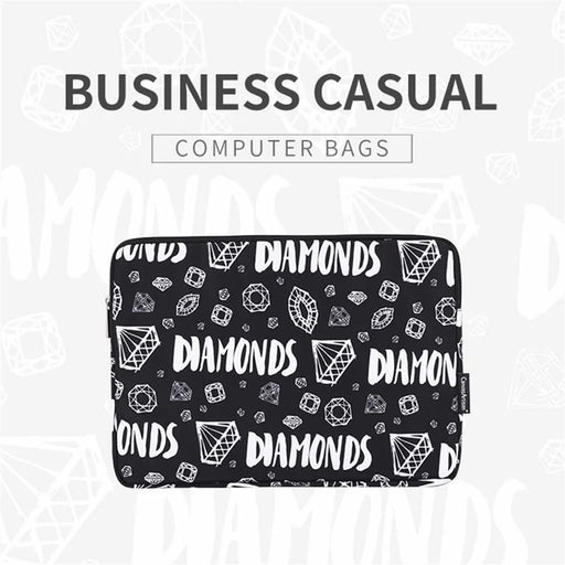 CANVASARTISAN H15-01 Diamond Pattern Letter Design PC Laptop Sleeve Carrying Bag - Black/for 11-inch Laptop - 2