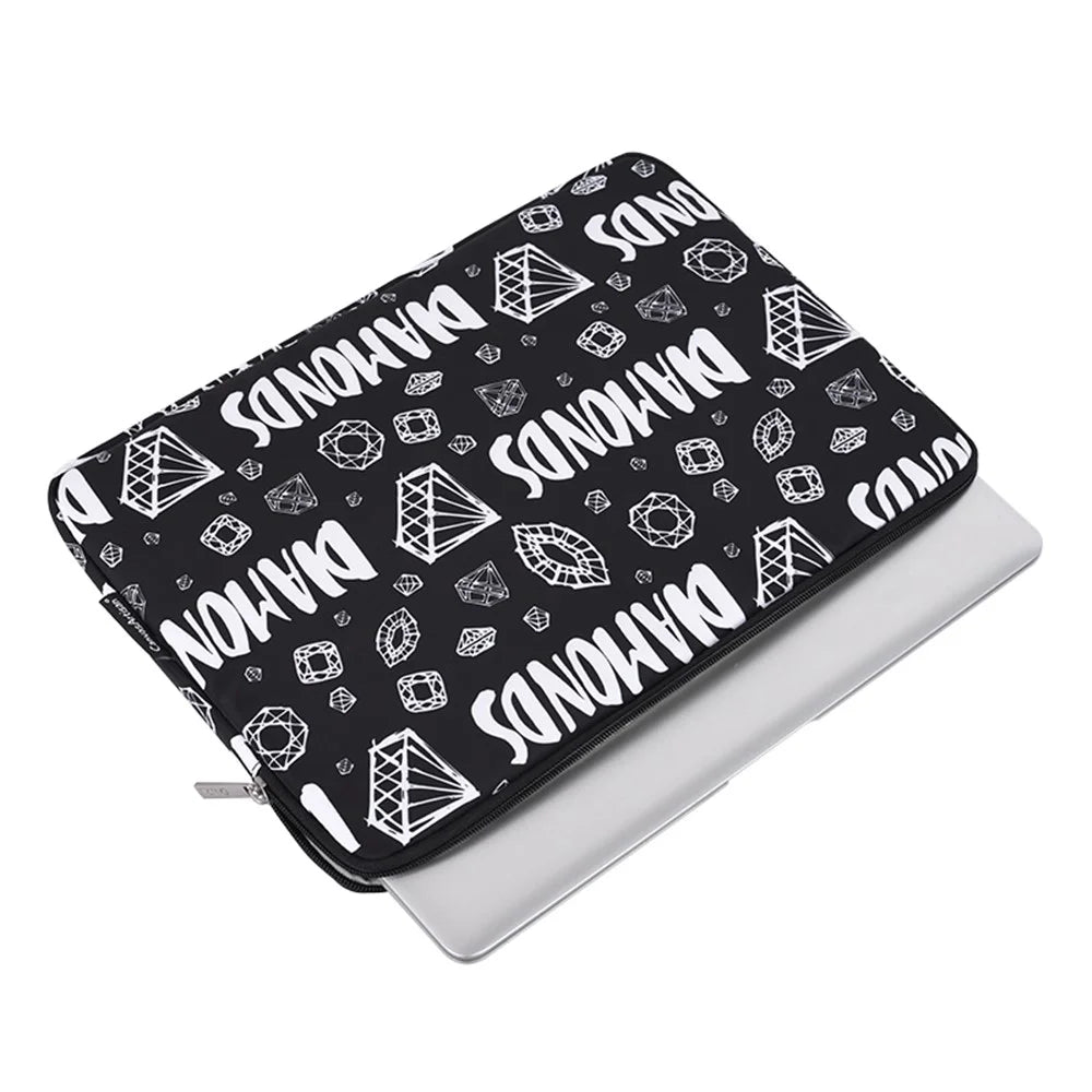 CANVASARTISAN H15-01 Diamond Pattern Letter Design PC Laptop Sleeve Carrying Bag - Black/for 11-inch Laptop - 3