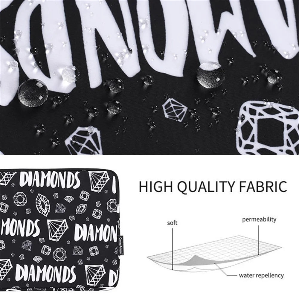CANVASARTISAN H15-01 Diamond Pattern Letter Design PC Laptop Sleeve Carrying Bag - Black/for 11-inch Laptop - 5