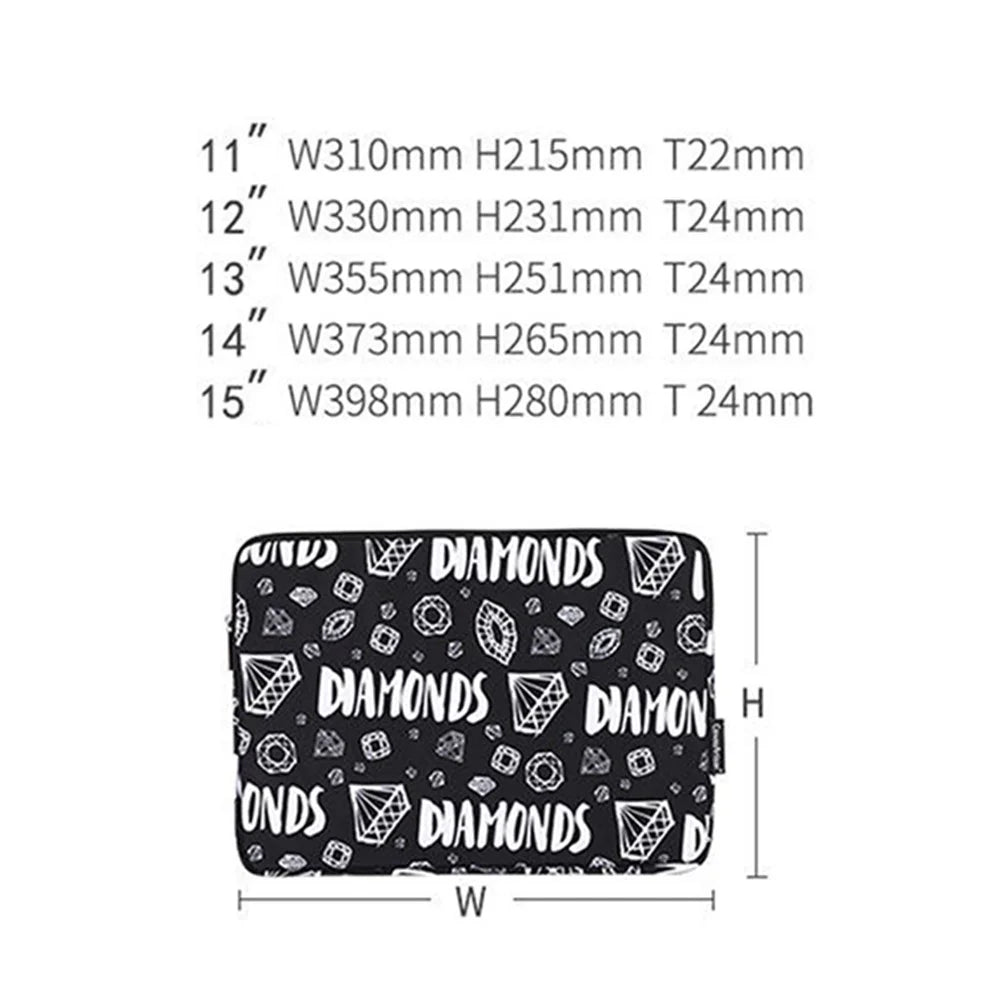 CANVASARTISAN H15-01 Diamond Pattern Letter Design PC Laptop Sleeve Carrying Bag - Black/for 11-inch Laptop - 6
