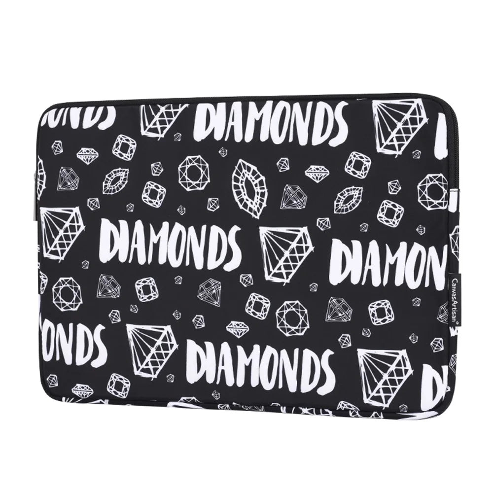 CANVASARTISAN H15-01 Diamond Pattern Letter Design PC Laptop Sleeve Carrying Bag - Black/for 11-inch Laptop - 7