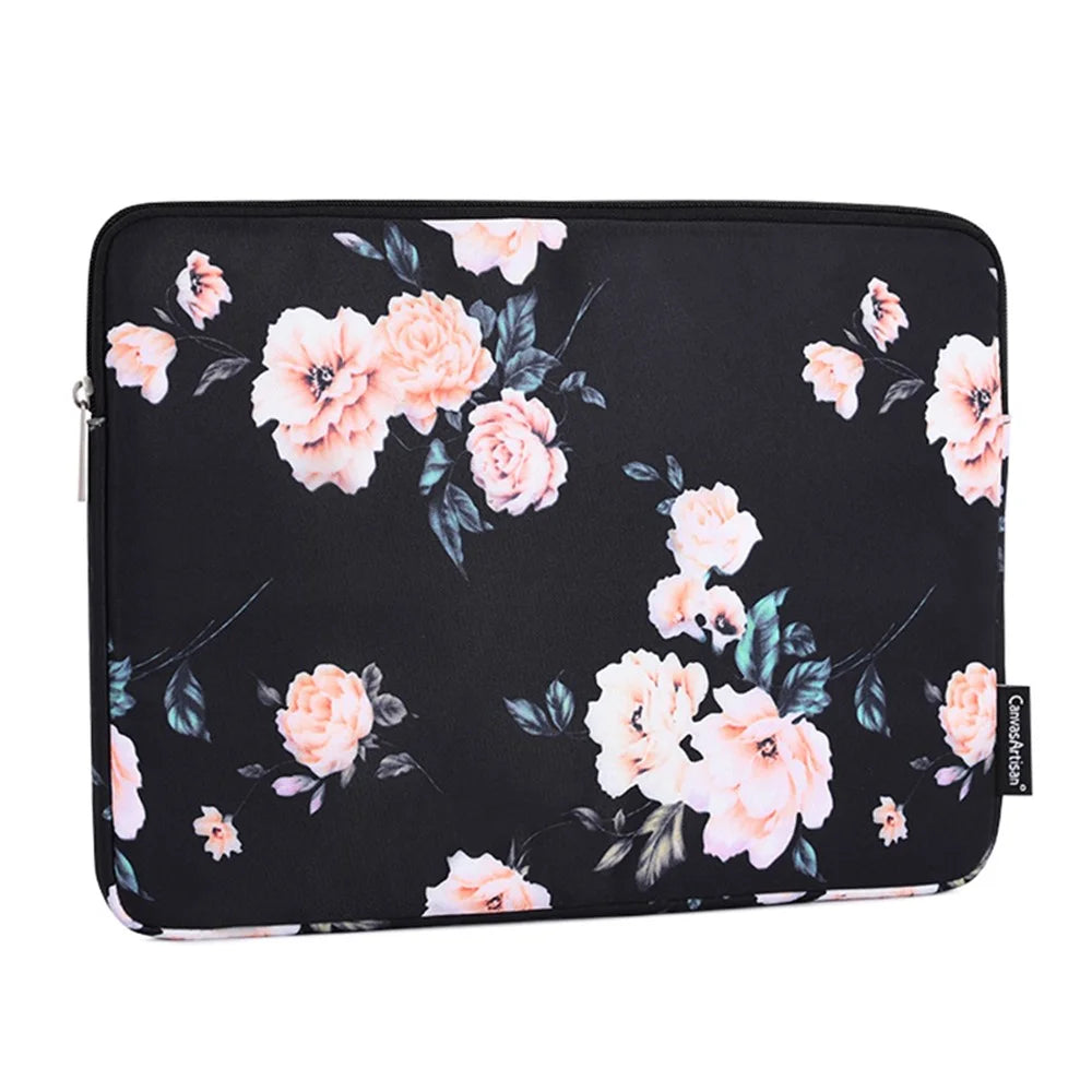 CANVASARTISAN H42-01 Flower Printed Ultra Slim Protective Laptop Sleeve Computer Notebook Bag - Black/for 11-inch Laptop - 7