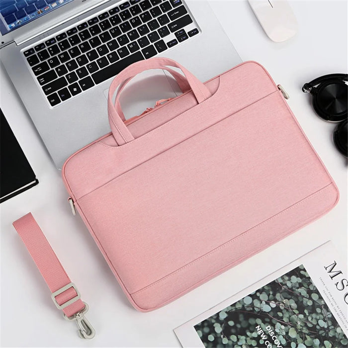 P510 Business Style Laptop Bag Notebook Sleeve Computer Sleeve 14'' Laptop Handbag with Shoulder Strap - Pink - 3