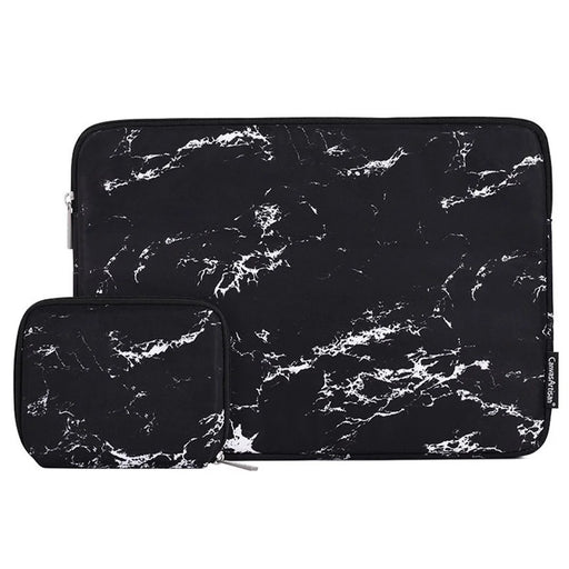CANVASARTISAN H32-T0123 Marble Pattern Laptop PC Sleeve Soft Linner Notebook Bag with Small Bag - Black/for 11-inch Laptop - 1