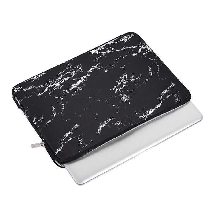 CANVASARTISAN H32-T0123 Marble Pattern Laptop PC Sleeve Soft Linner Notebook Bag with Small Bag - Black/for 11-inch Laptop - 3