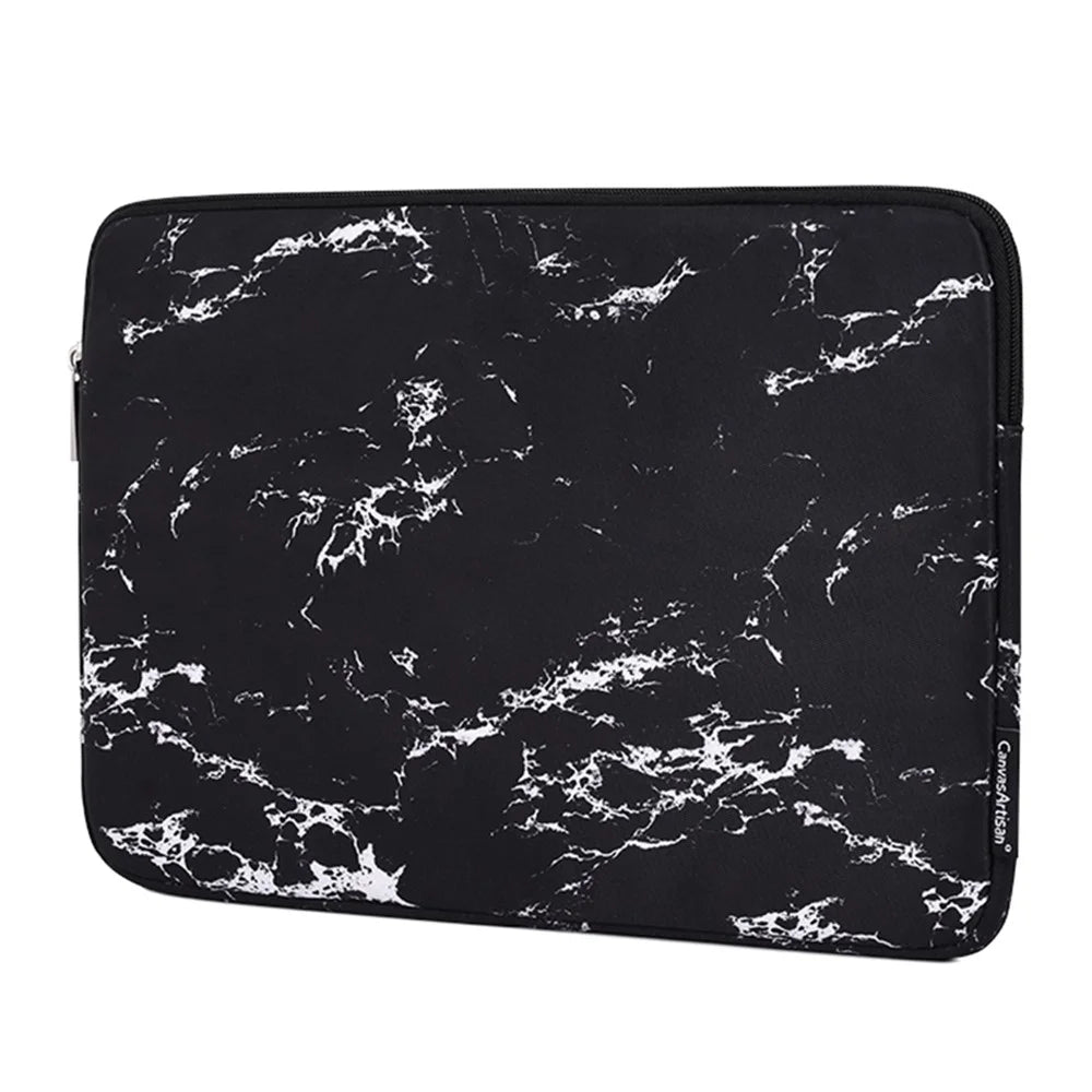 CANVASARTISAN H32-T0123 Marble Pattern Laptop PC Sleeve Soft Linner Notebook Bag with Small Bag - Black/for 11-inch Laptop - 4
